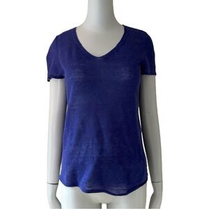 EILEEN FISHER 100% Organic Linen Tee Top Purple Blue Lightweight Summer Size PP